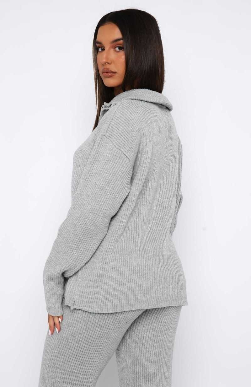 White Fox Let's Get Cosy Knit Sweater Grey Marle | EPWZNV-972