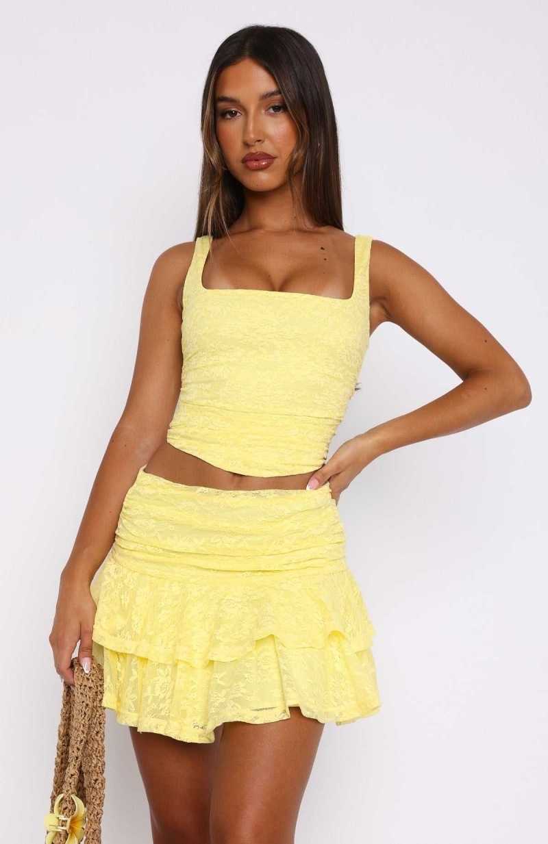 White Fox Let's Have Some Fun Lace Bustier Lemon | GKCJWB-358