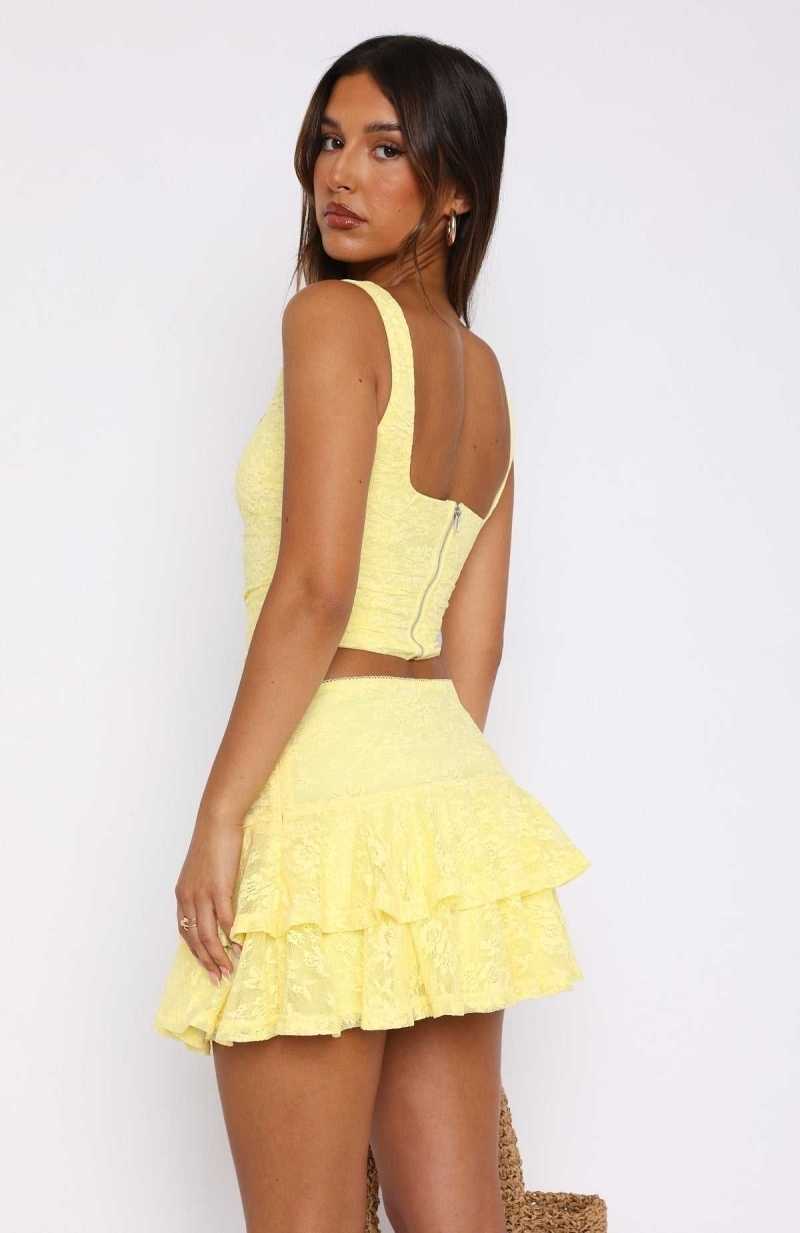 White Fox Let's Have Some Fun Lace Bustier Lemon | SBWXEK-602