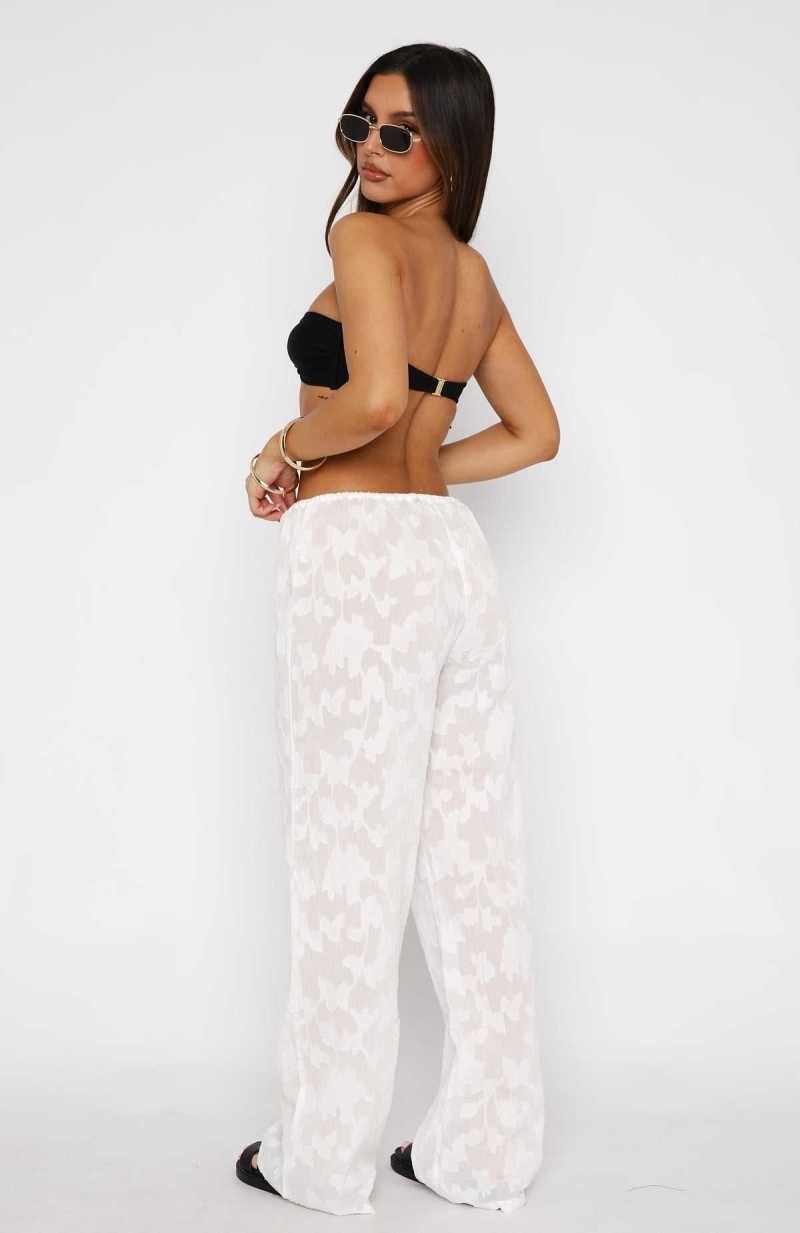 White Fox Life Lessons Pants White | YARUWG-184