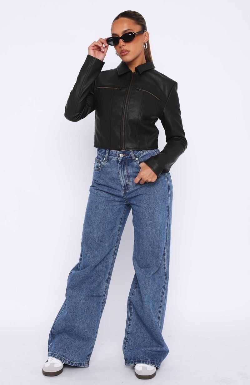 White Fox Lola High Rise Wide Leg Jeans True Blue | YKJBEX-598