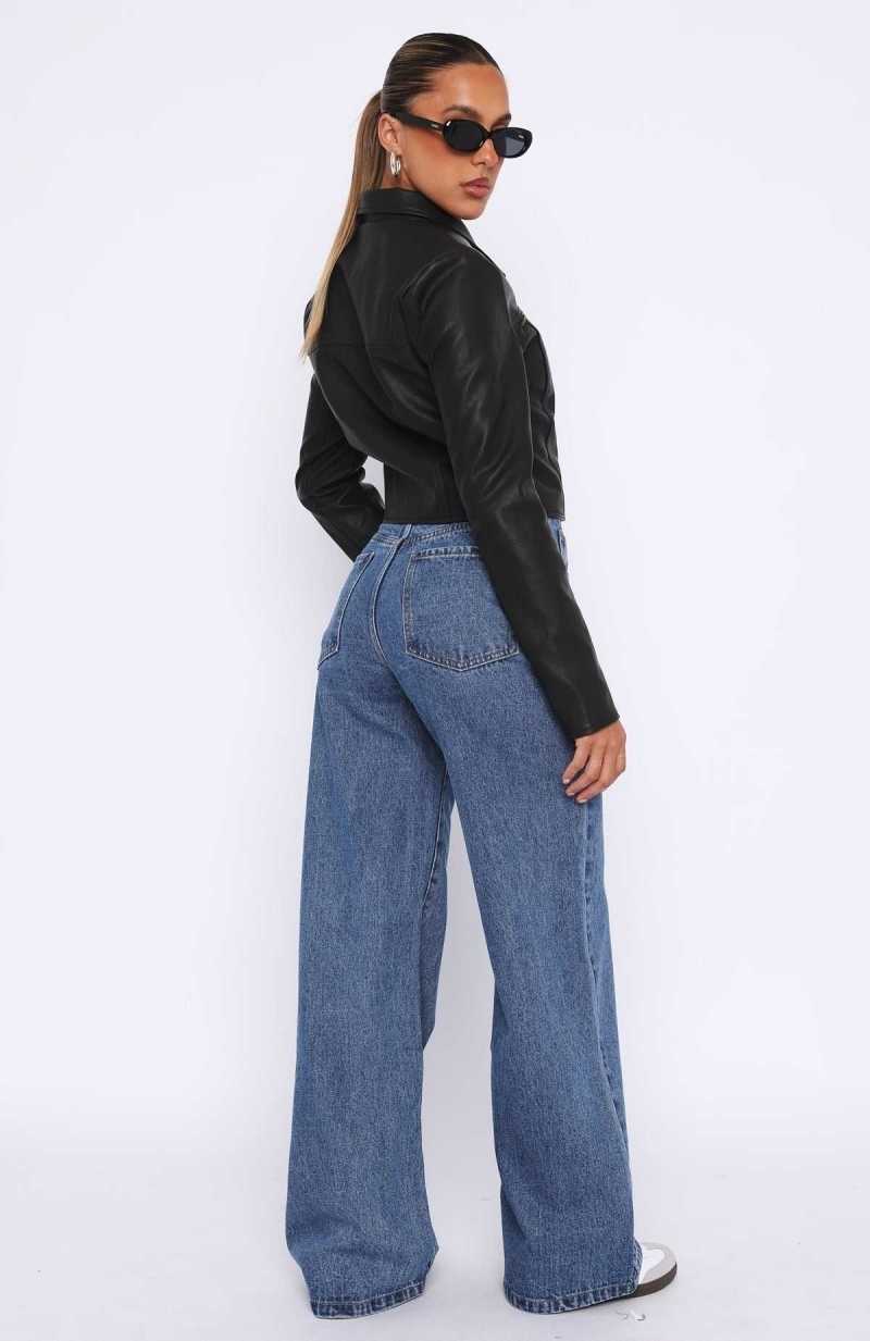 White Fox Lola High Rise Wide Leg Jeans True Blue | YKJBEX-598