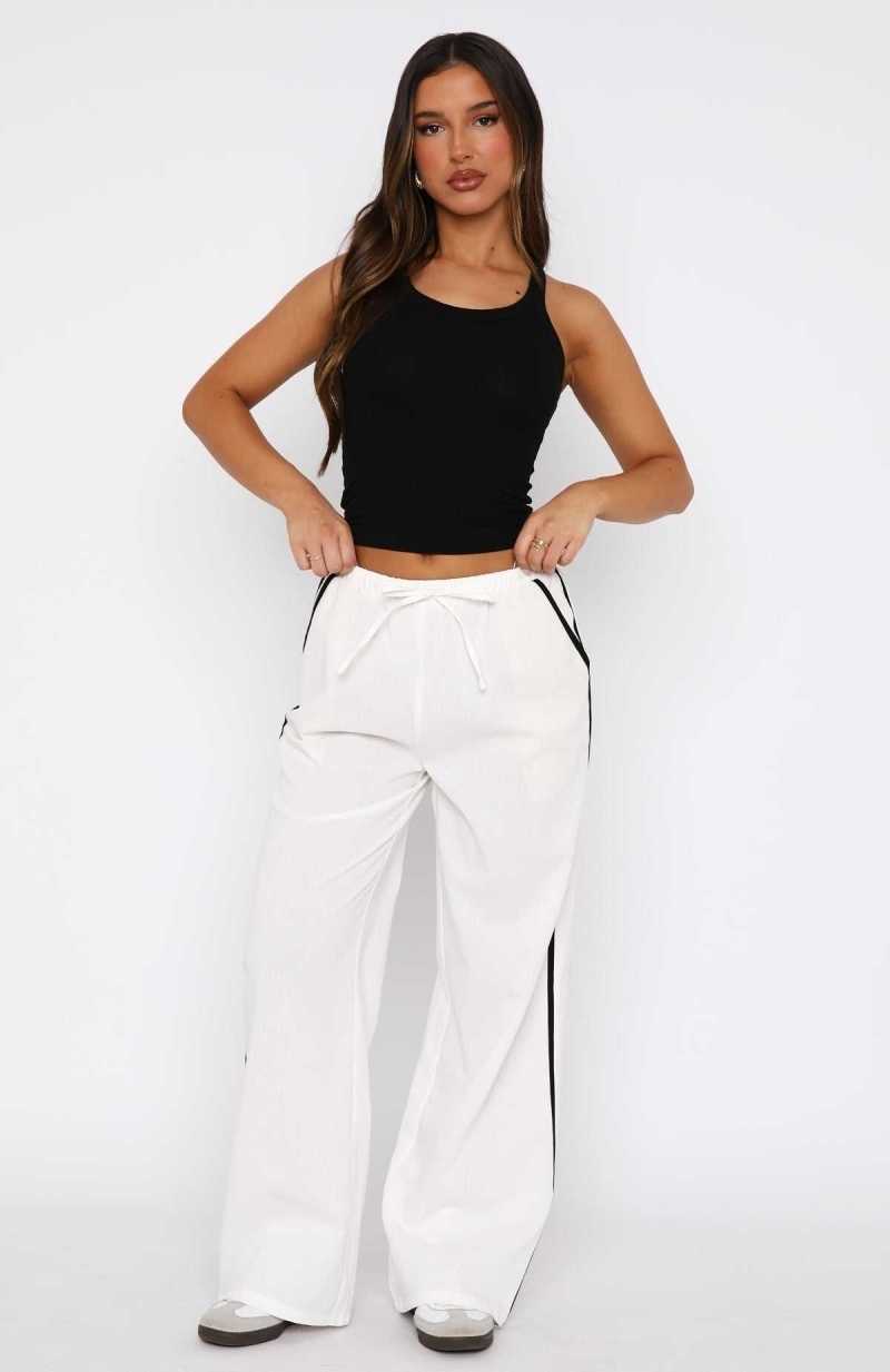 White Fox Long Time Lover Pants White | IOZSLG-076