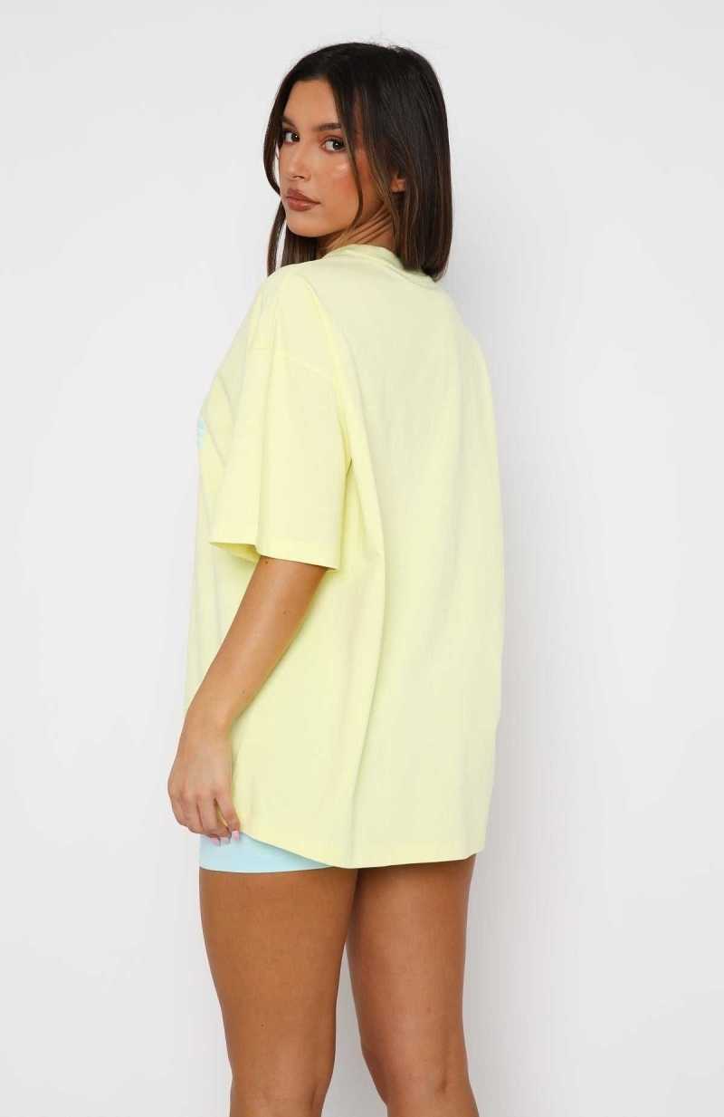 White Fox Look On The Bright Side Oversized Tee Lemon | IPKGHY-309