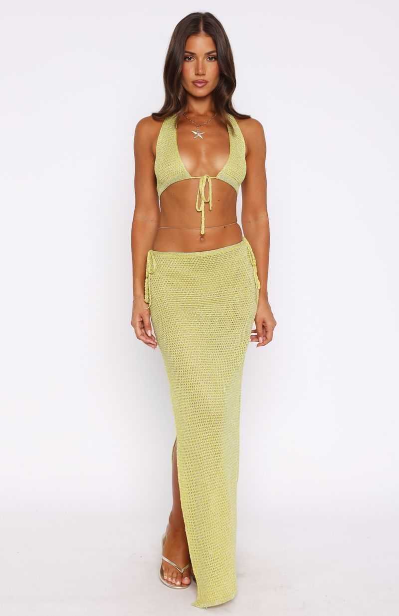 White Fox Lose My Shine Knit Maxi Skirt Apple | MGJXTY-750