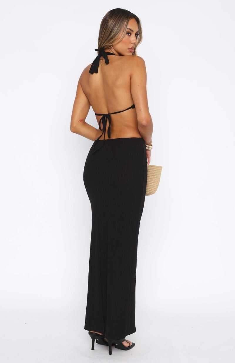 White Fox Lost In Paradise Maxi Dress Black | BEFSDZ-498