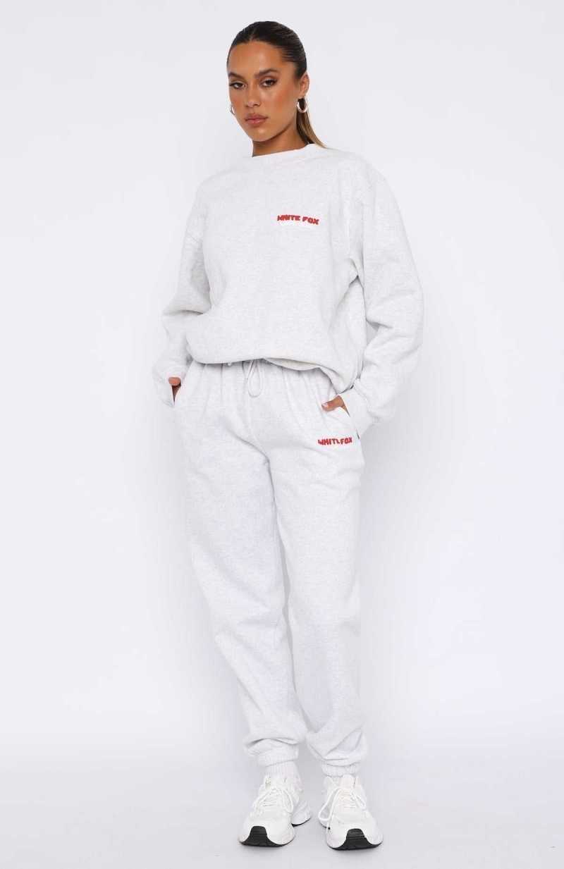 White Fox Love Club Sweatpants Grey Marle | UTXABK-016