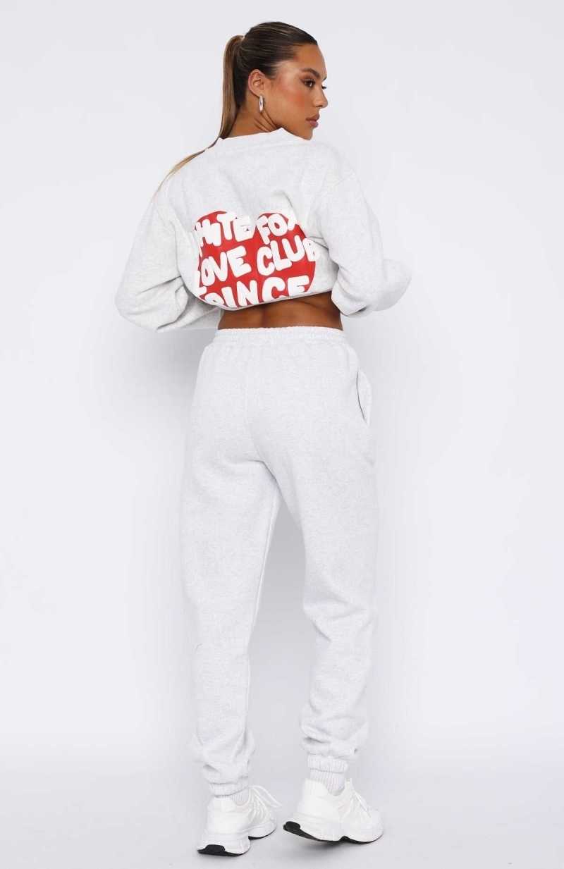 White Fox Love Club Sweatpants Grey Marle | UTXABK-016