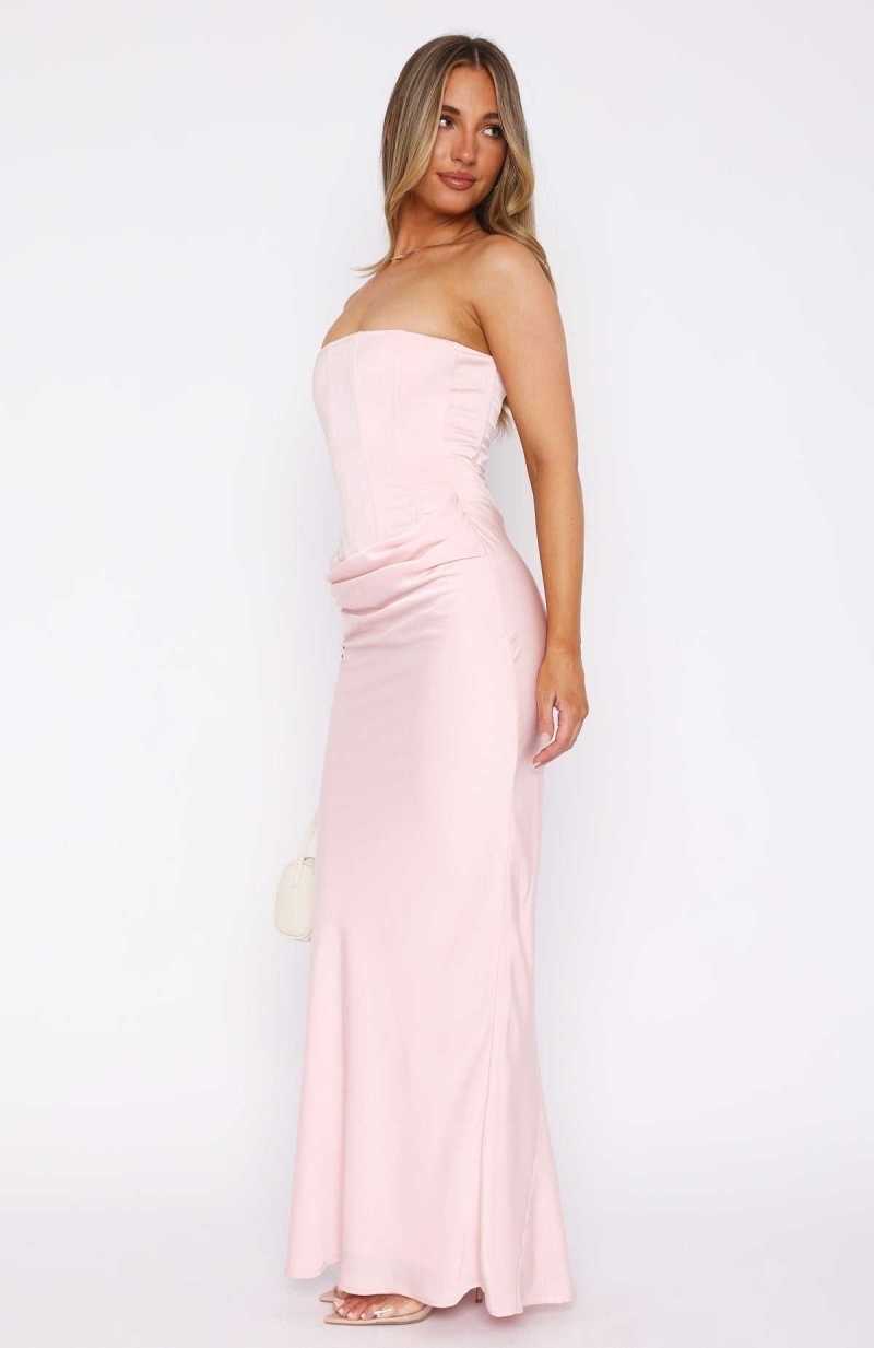 White Fox Love This Feeling Maxi Dress Baby Pink | KDWQCR-281