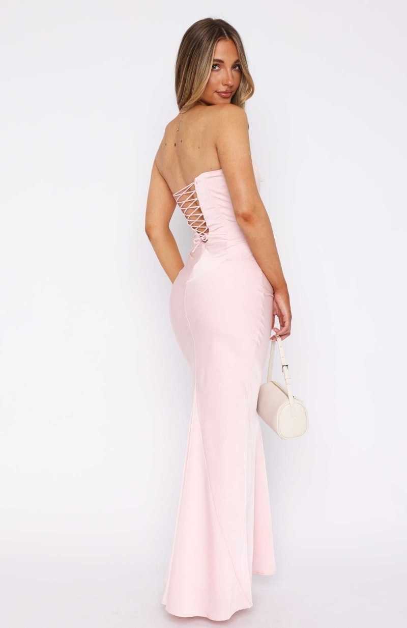 White Fox Love This Feeling Maxi Dress Baby Pink | KDWQCR-281