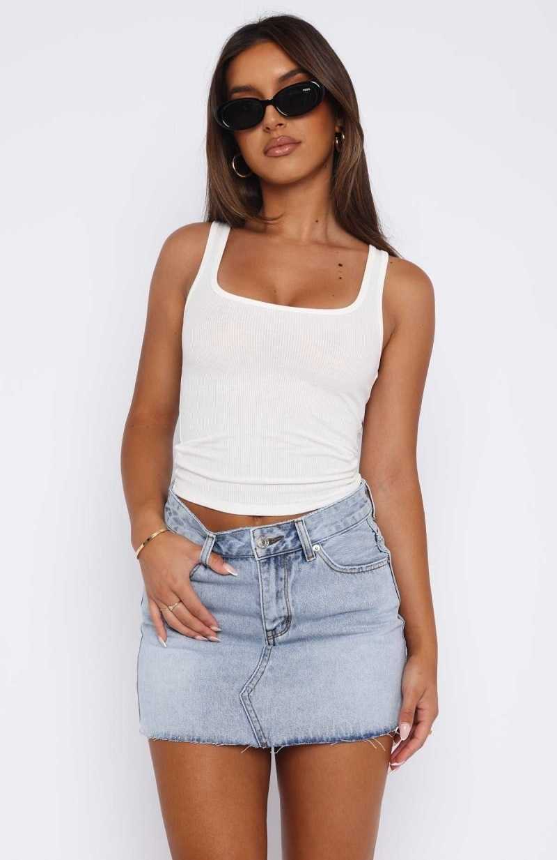 White Fox Love To Dream Denim Mini Skirt Light Blue Wash | ZCEJSQ-610