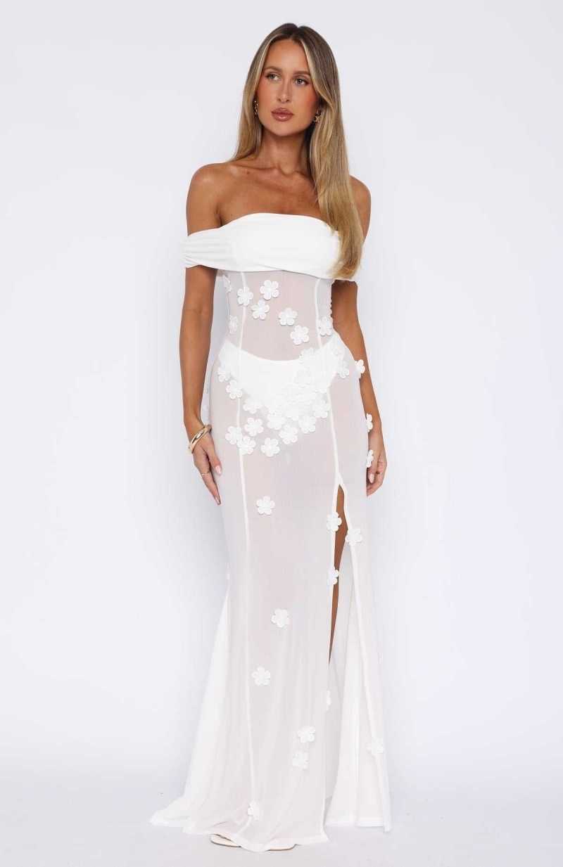 White Fox Loved The Most Maxi Dress White | HVJYGX-928