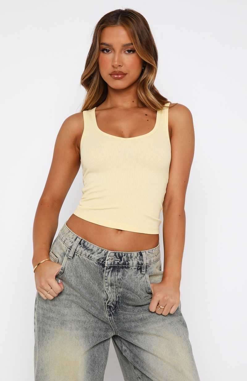 White Fox Mad About Love Tank Top Lemon | NJUSLF-671