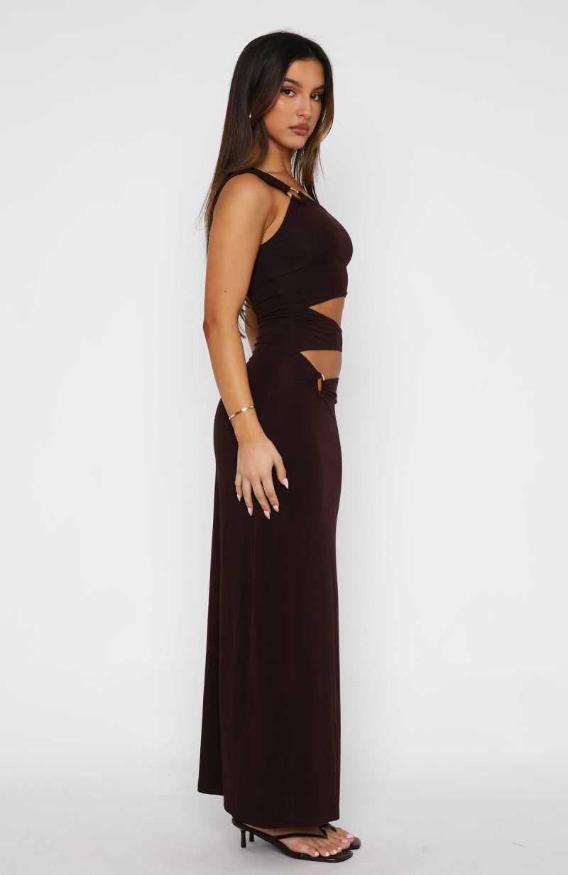 White Fox Made Me Different Maxi Dress Chocolate | RNCAPX-067