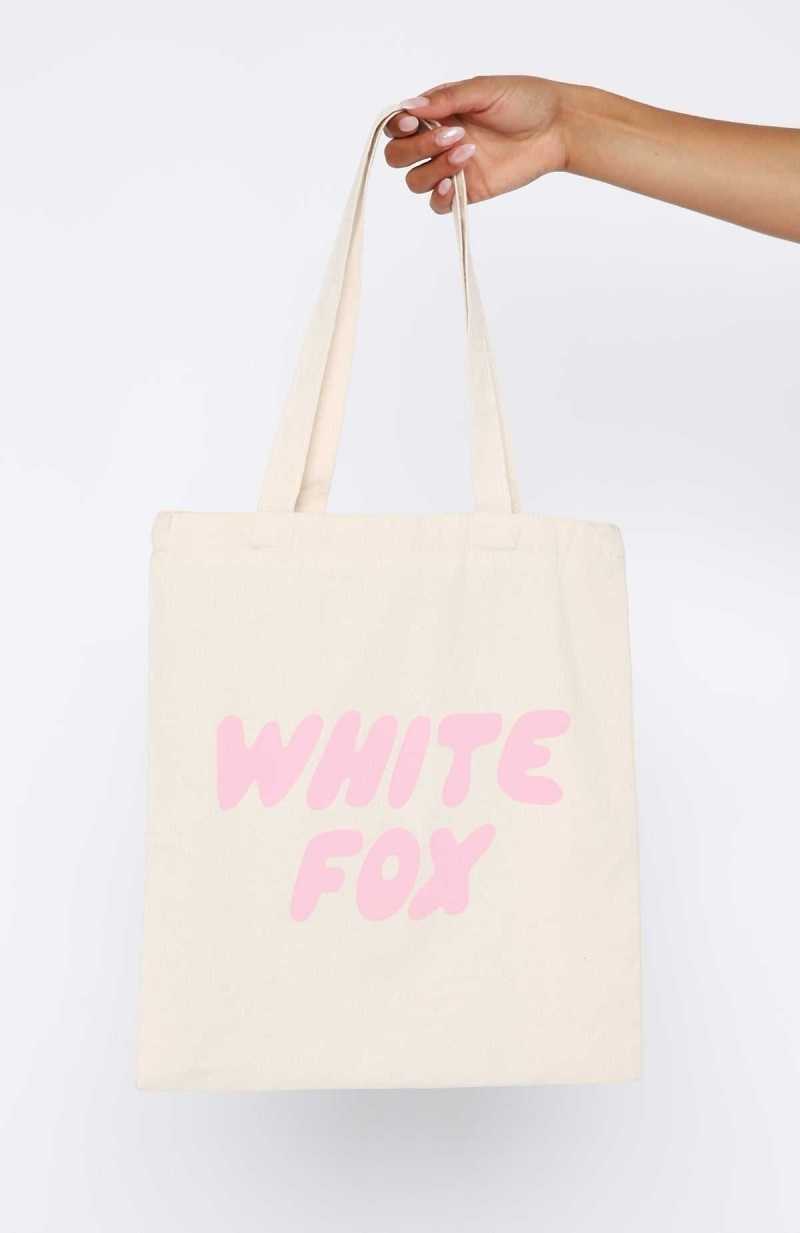 White Fox Main Moment Tote Bag Cream/Pink | AQXTNS-142