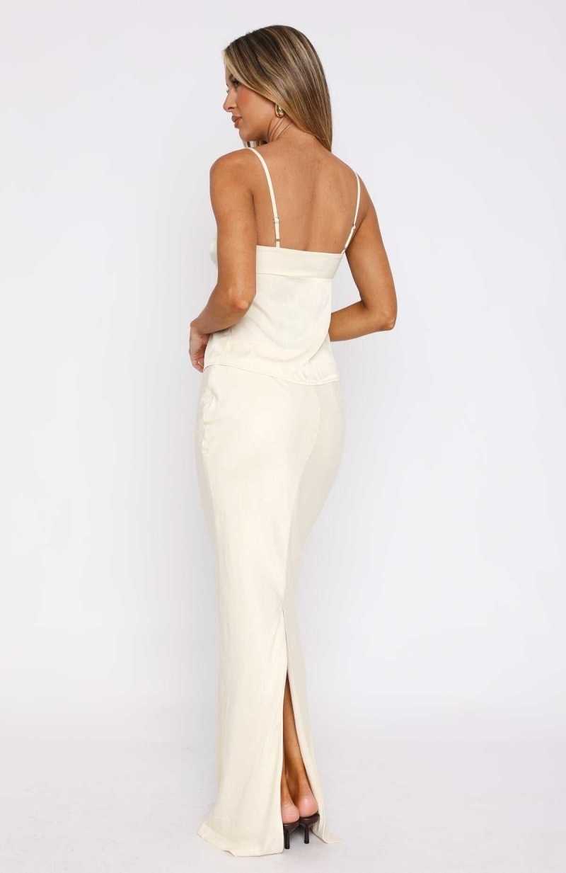 White Fox Make It Stop Maxi Skirt Cream | AGNCKU-765