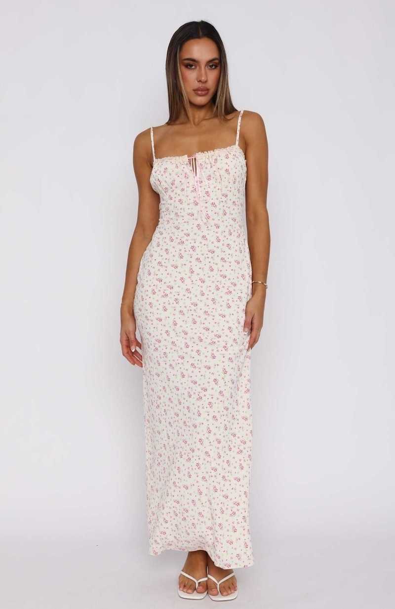 White Fox Making Decisions Maxi Dress Pink Blossom | AYUXZQ-485