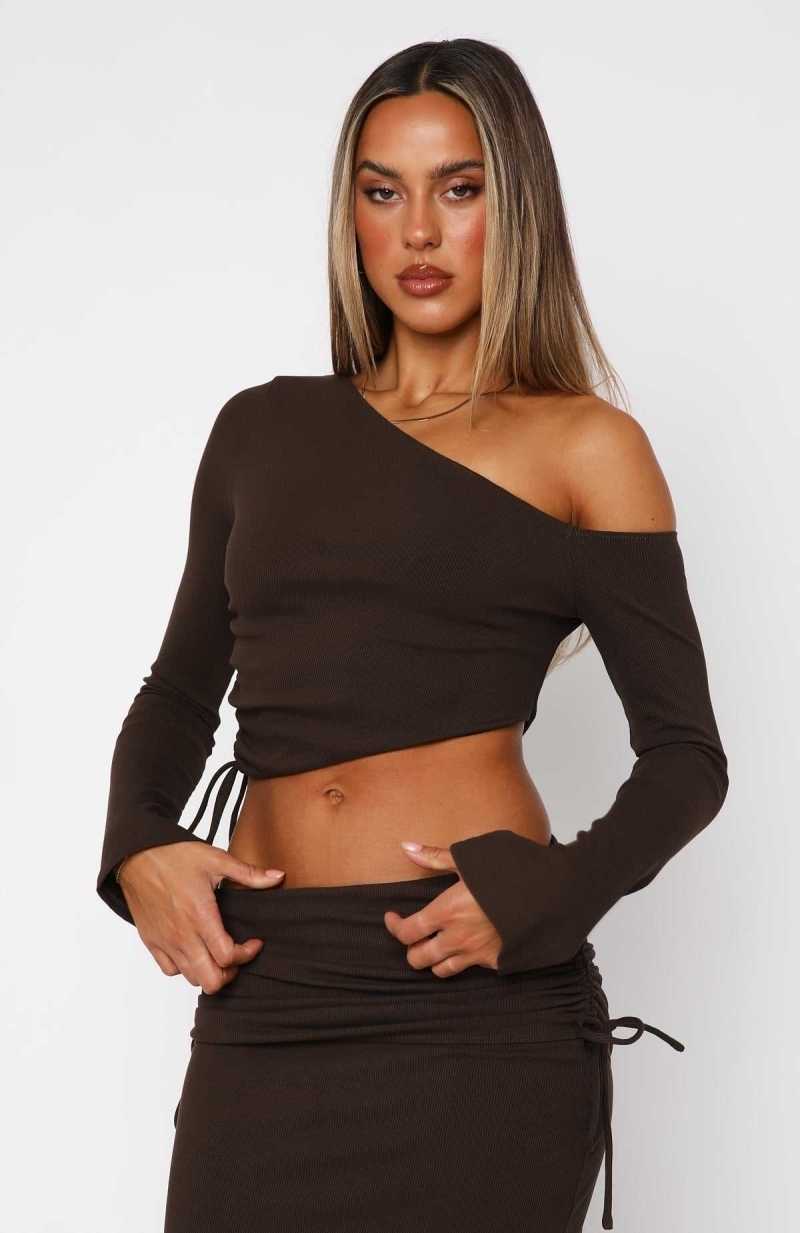 White Fox Midnight Muse Long Sleeve Top Chocolate | IGOBLH-136