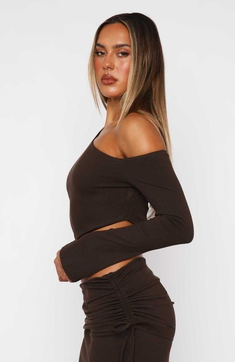 White Fox Midnight Muse Long Sleeve Top Chocolate | IGOBLH-136