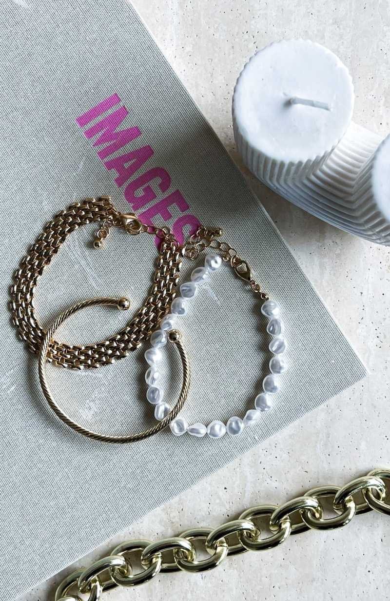 White Fox Mikayla Bracelet Set Gold | WOQIPN-485