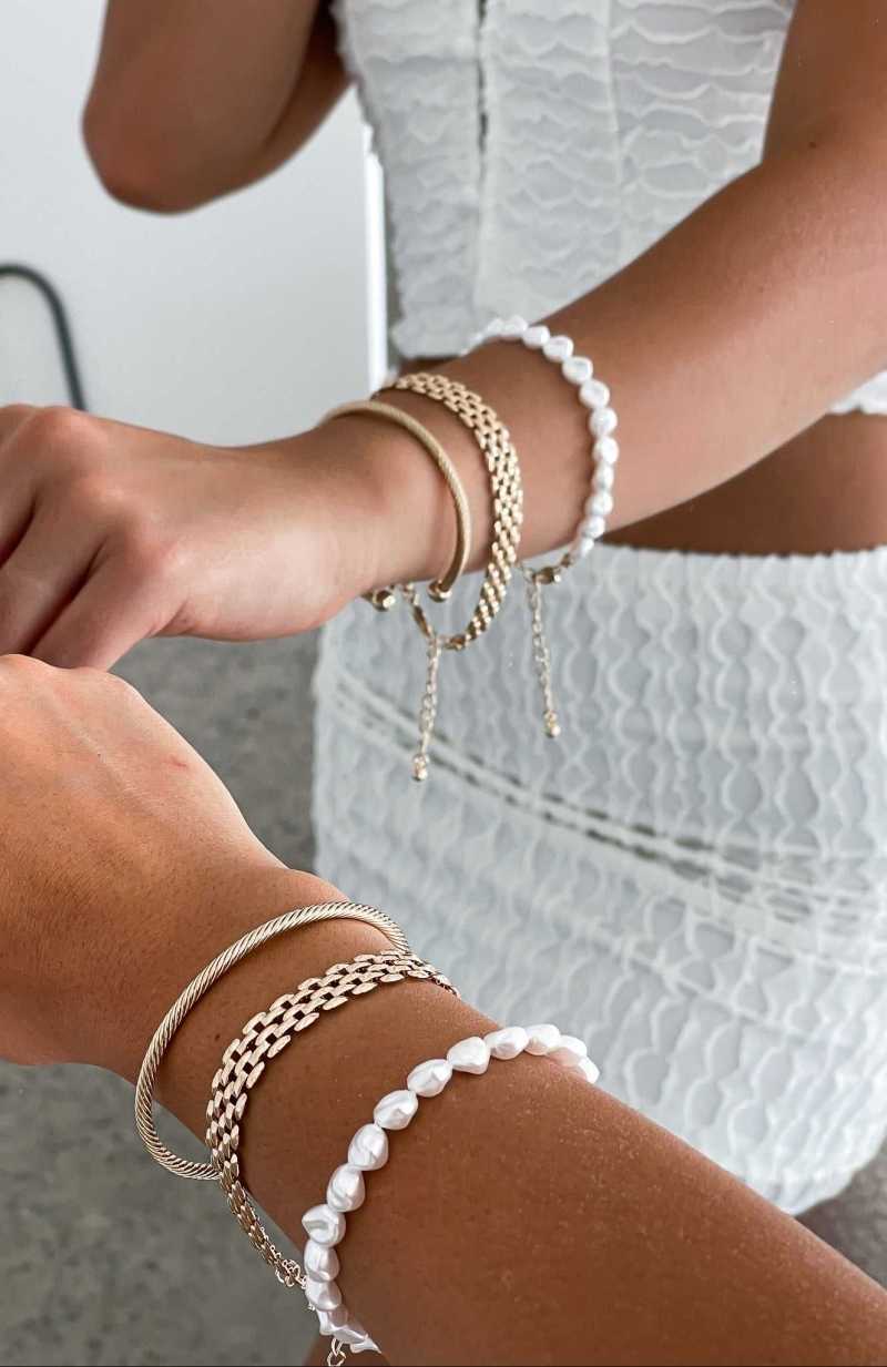 White Fox Mikayla Bracelet Set Gold | WOQIPN-485