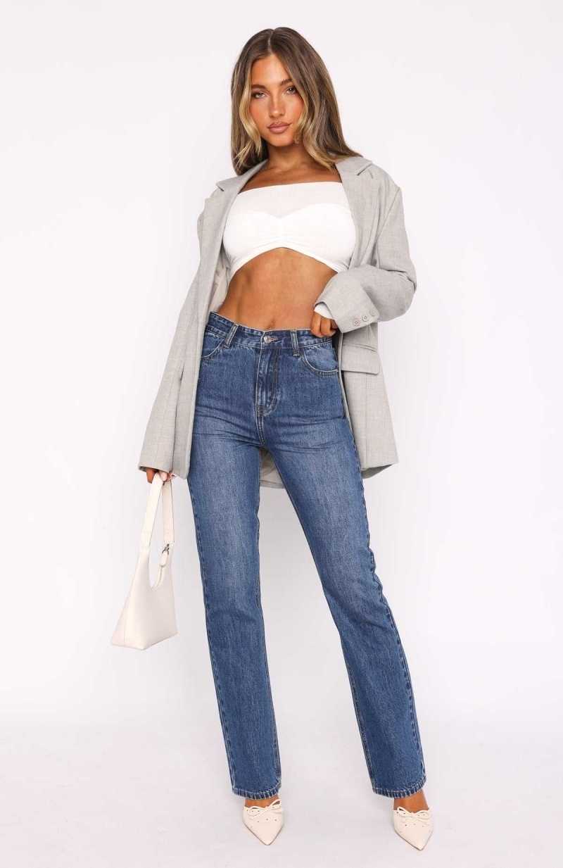 White Fox Millie High Rise Bootleg Jeans Dark Blue | BOJDIZ-580