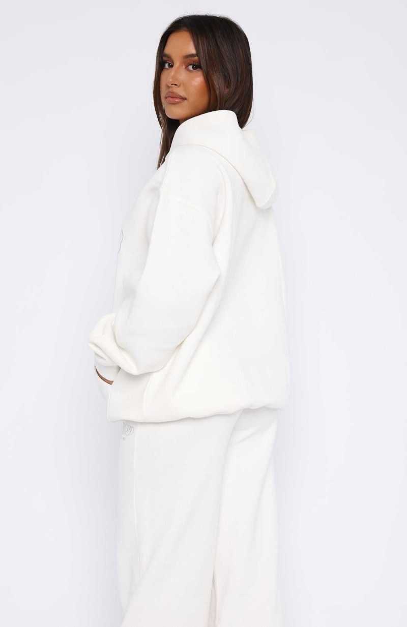 White Fox Missed Flights Oversized Hoodie White | XMKEYT-365