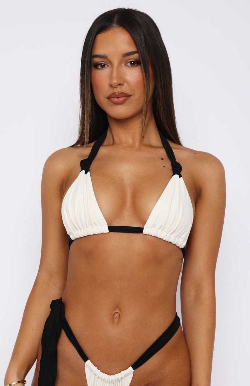 White Fox Mosman Bikini Top Cream/Black | INDKYM-680