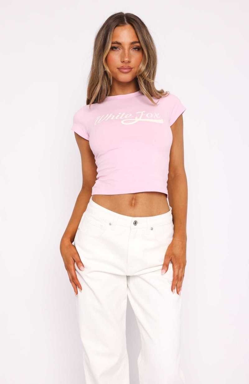 White Fox Moving Different Baby Tee Baby Pink | CARWOD-819