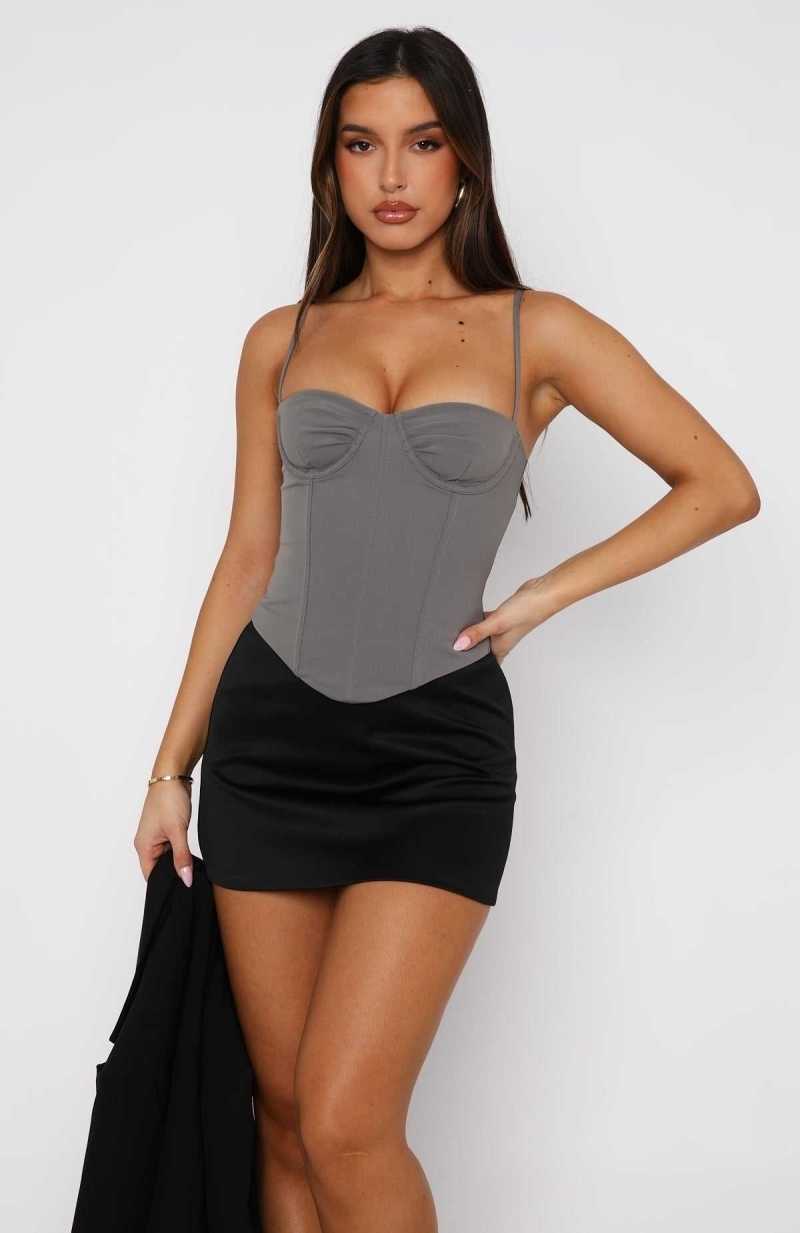 White Fox Moving Target Bustier Slate | ACFBOS-840