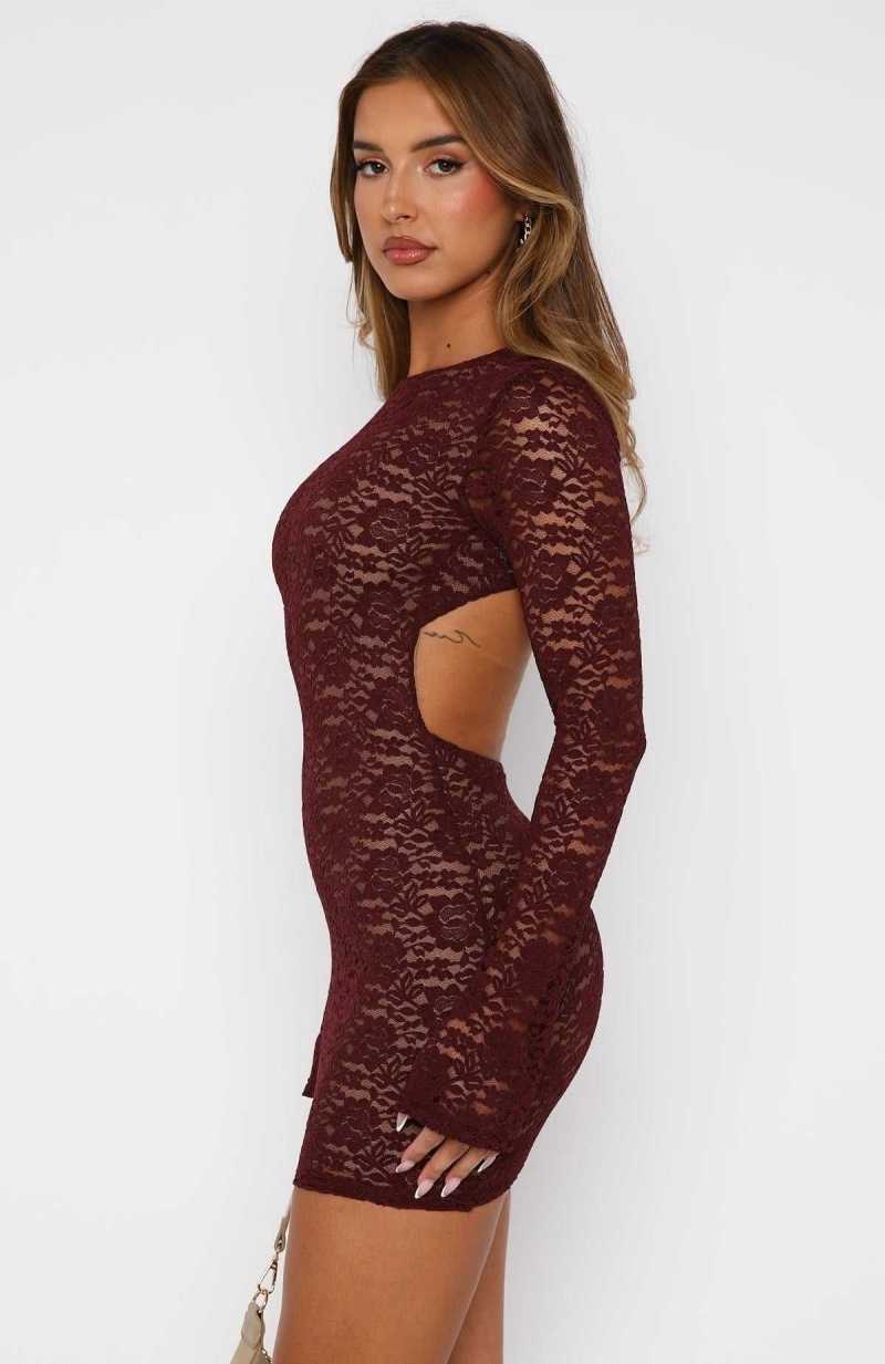 White Fox Naughty Or Nice Mini Dress Burgundy | TXQJDB-817