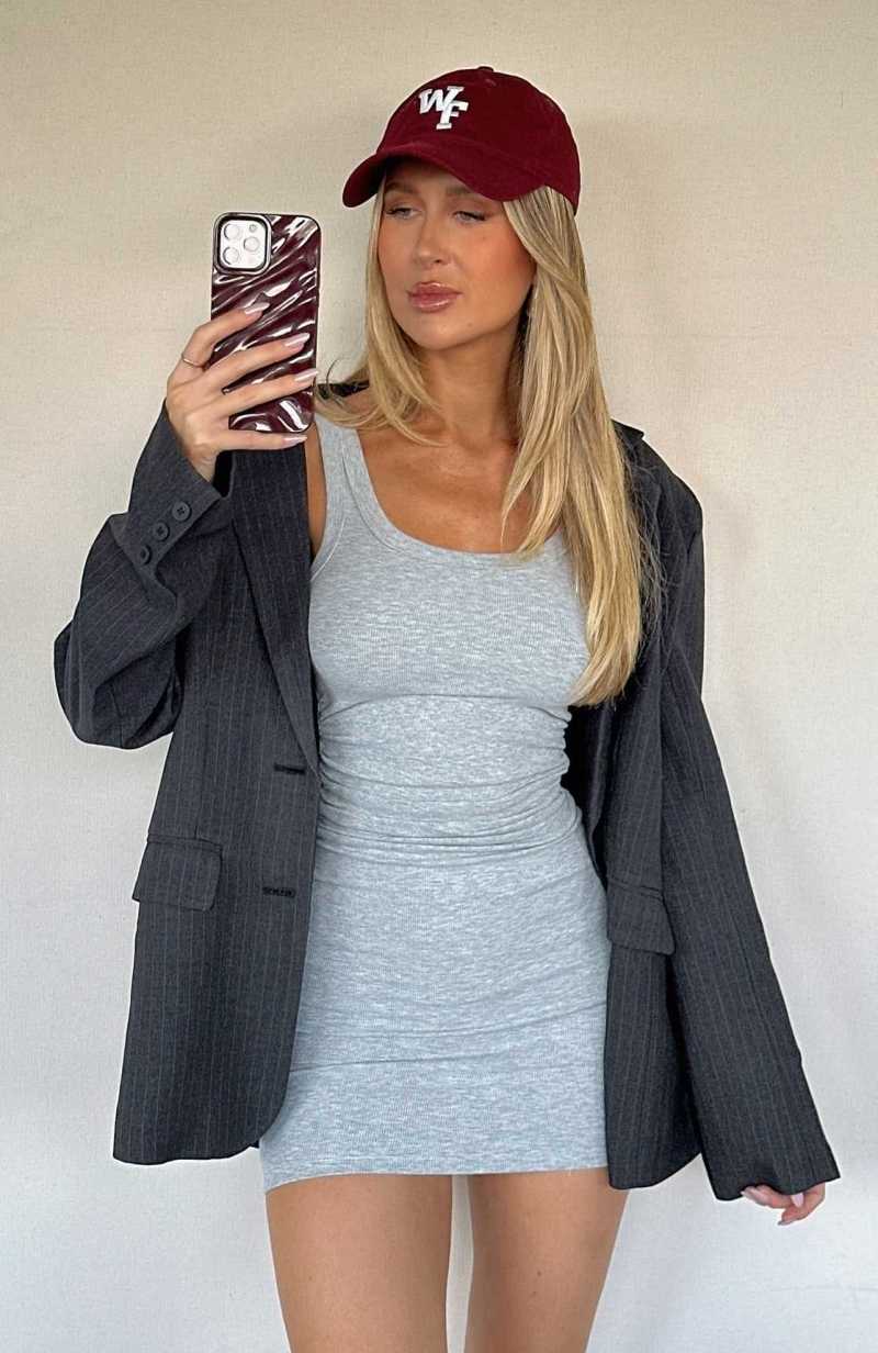 White Fox Need You To Know Ribbed Mini Dress Grey | ZDFTAU-418