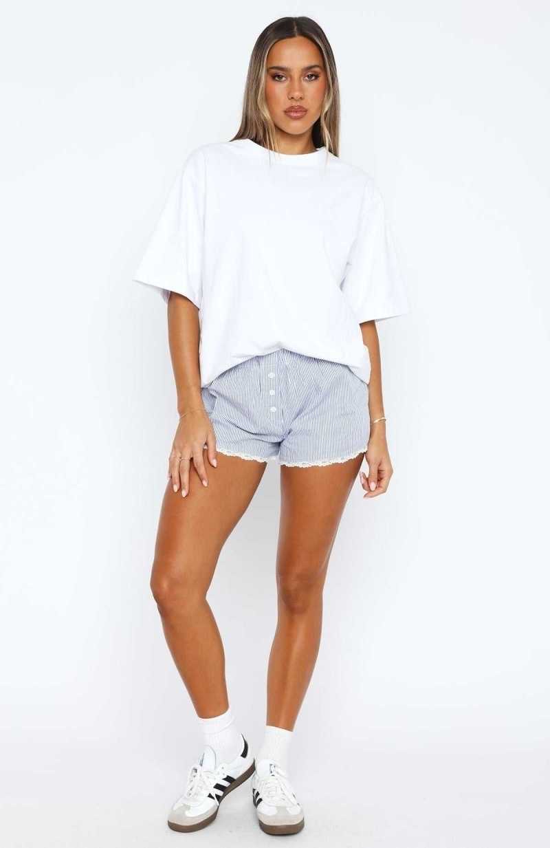 White Fox Never Enough Shorts Blue Stripe | JLOECY-025