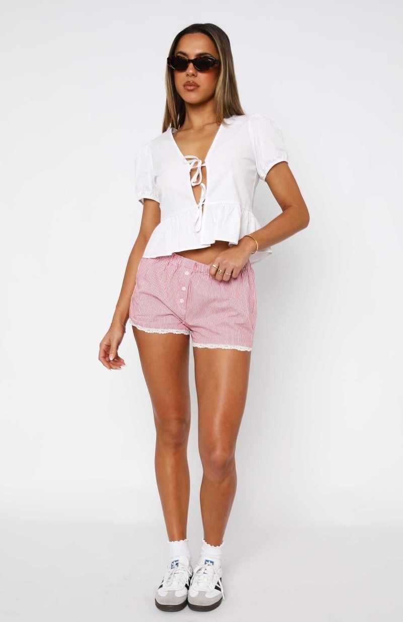 White Fox Never Enough Shorts Red Stripe | FHBZQG-837