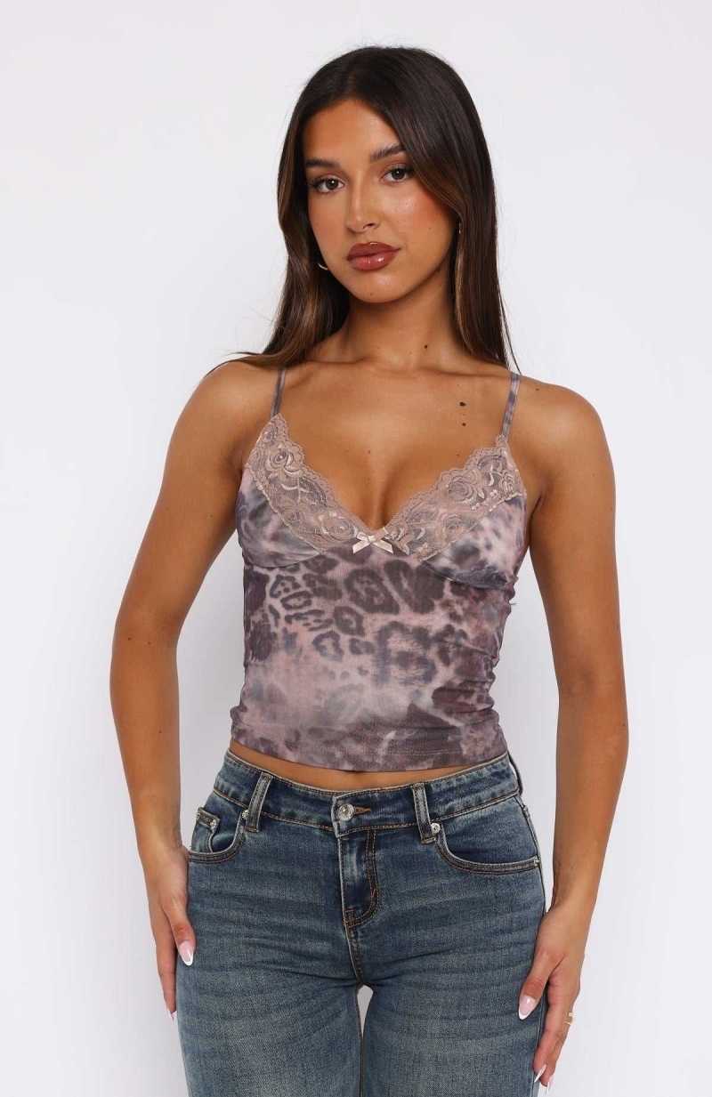 White Fox Never Falling In Love Top Leopard Haze | AKZLFW-150