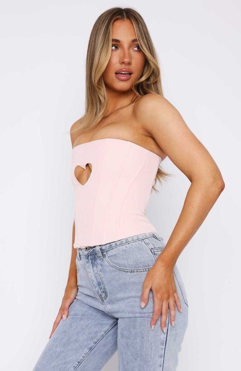 White Fox Never Love Again Strapless Bustier Baby Pink | SXJEBQ-795