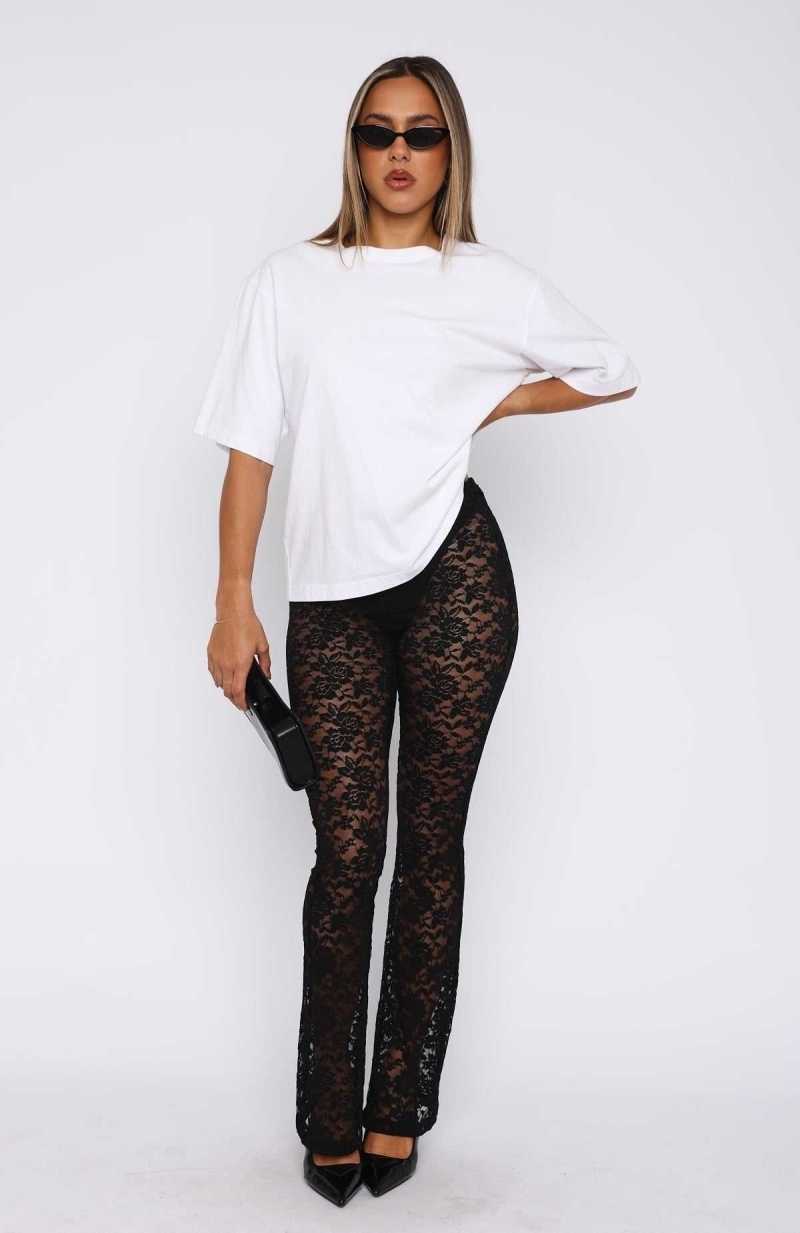 White Fox New Era Lace Pants Black | CPXKFW-156