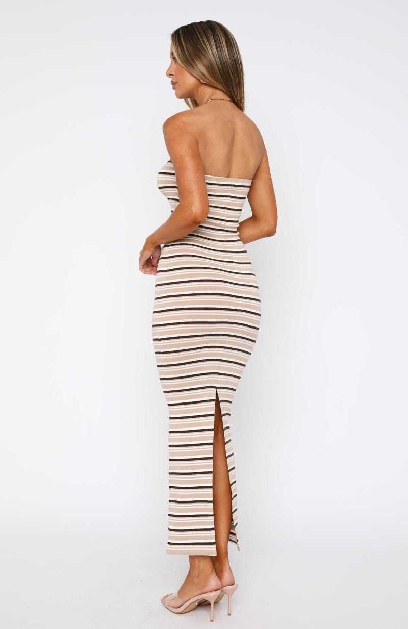 White Fox New Vibrations Strapless Maxi Dress Brown | RTWZLY-206