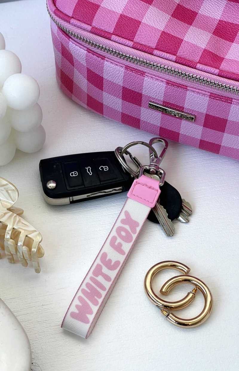 White Fox Next Level Strap Keychain Pink | EULYWP-235