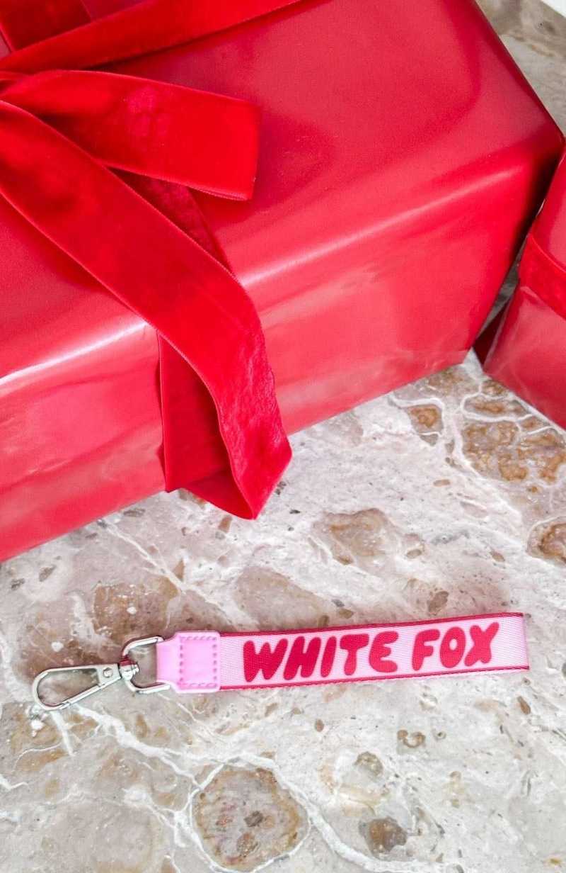 White Fox Next Level Strap Keychain Pink/Red | EACQYD-945