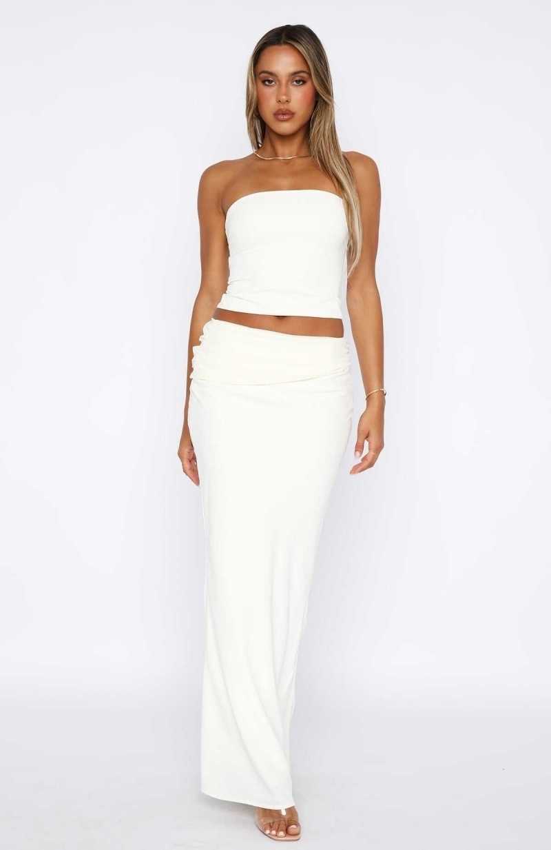 White Fox Nightingale Maxi Skirt Cream | JZFVSK-694