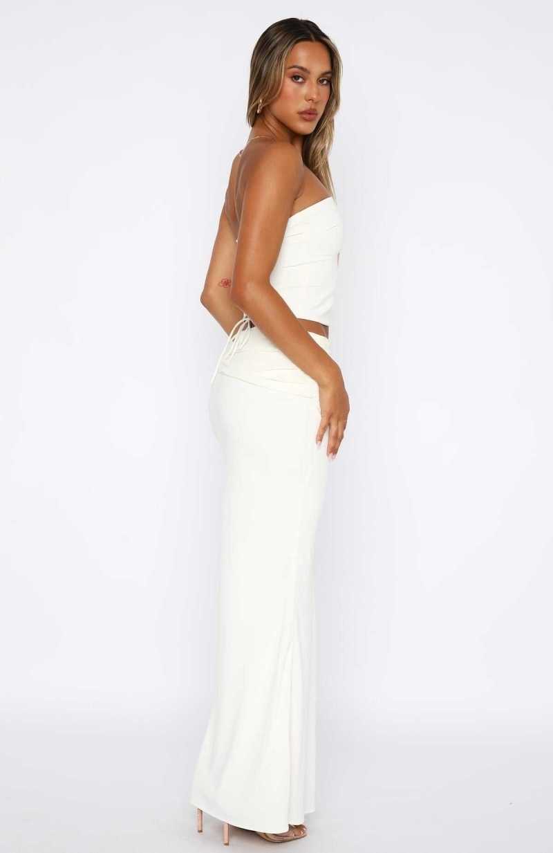 White Fox Nightingale Maxi Skirt Cream | JZFVSK-694