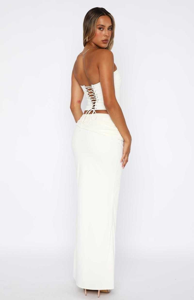 White Fox Nightingale Maxi Skirt Cream | JZFVSK-694