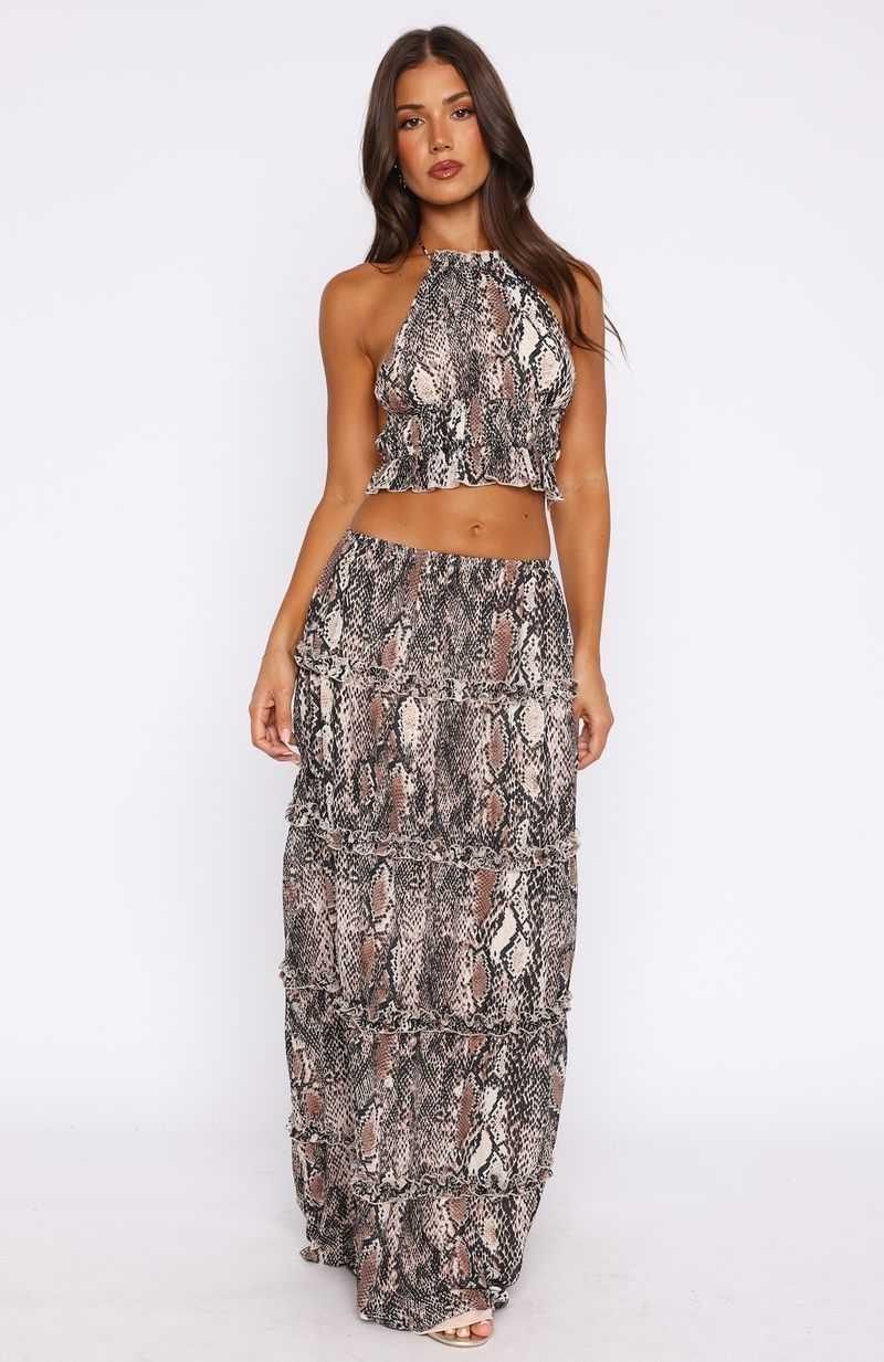 White Fox No Contact Maxi Skirt Snake | ESDGXH-024