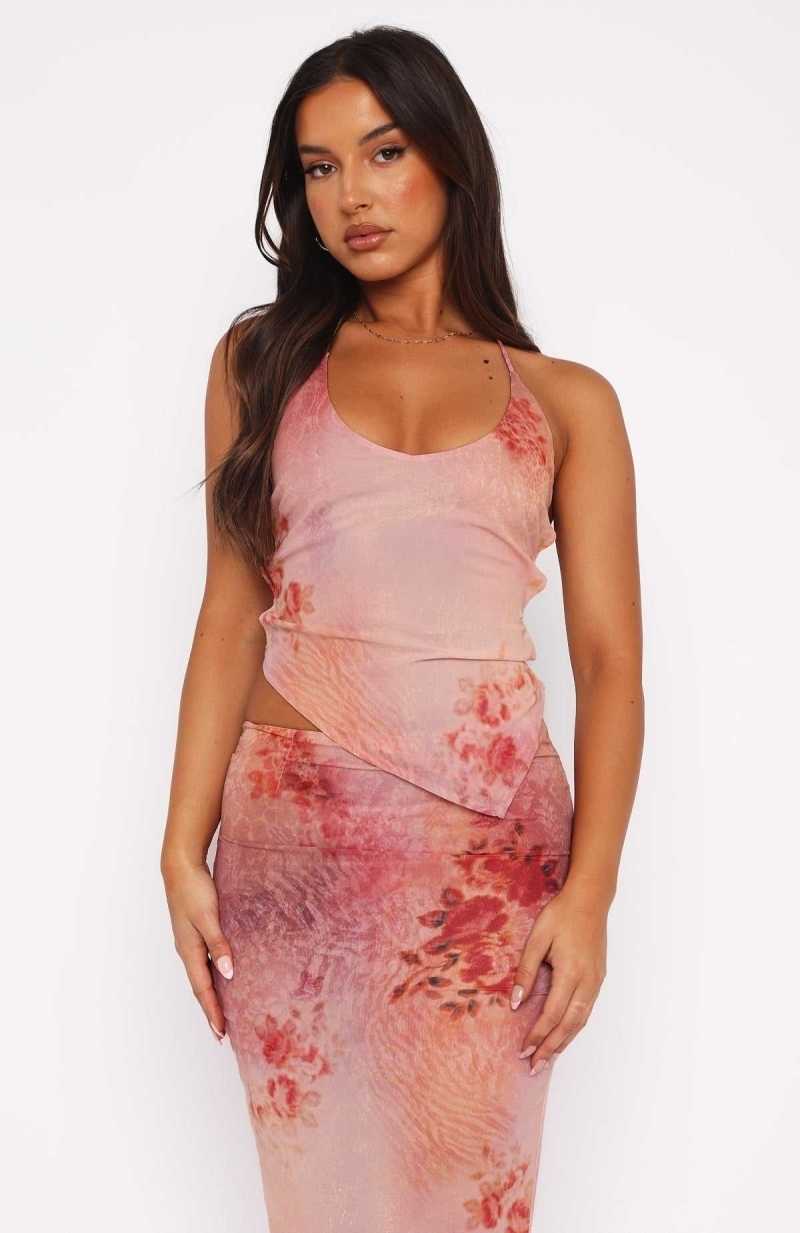 White Fox No Later Halter Top Peach Nectar | VARXID-573