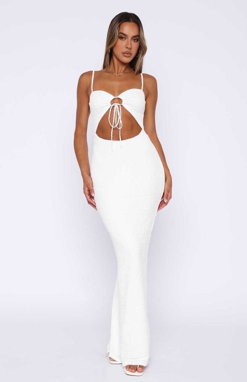 White Fox No Stress Maxi Dress White | NTZPDA-501