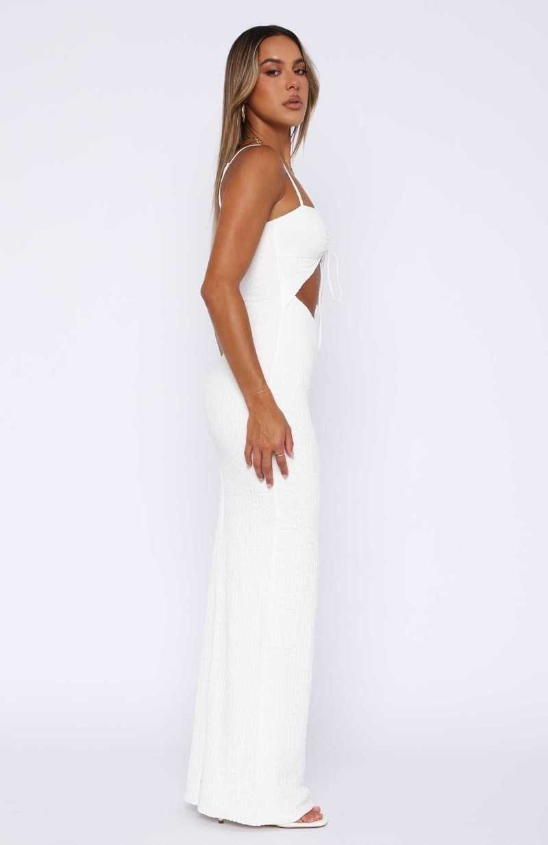 White Fox No Stress Maxi Dress White | NTZPDA-501