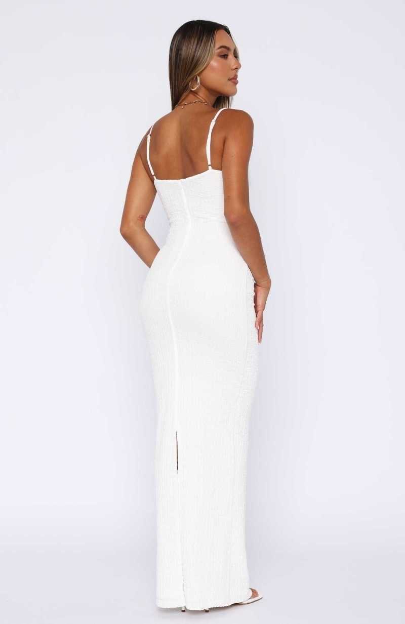 White Fox No Stress Maxi Dress White | NTZPDA-501