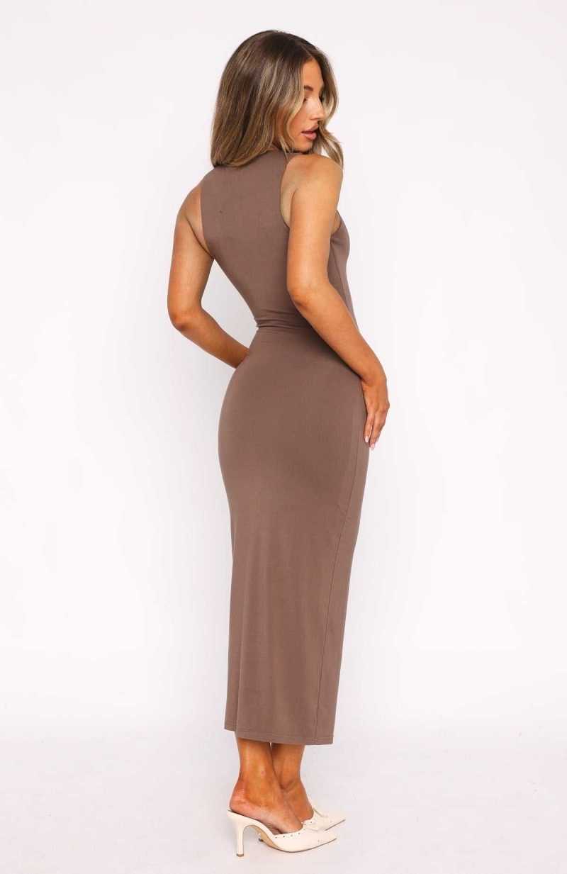 White Fox No Sweat Midi Dress Mocha | ZQWFBR-348