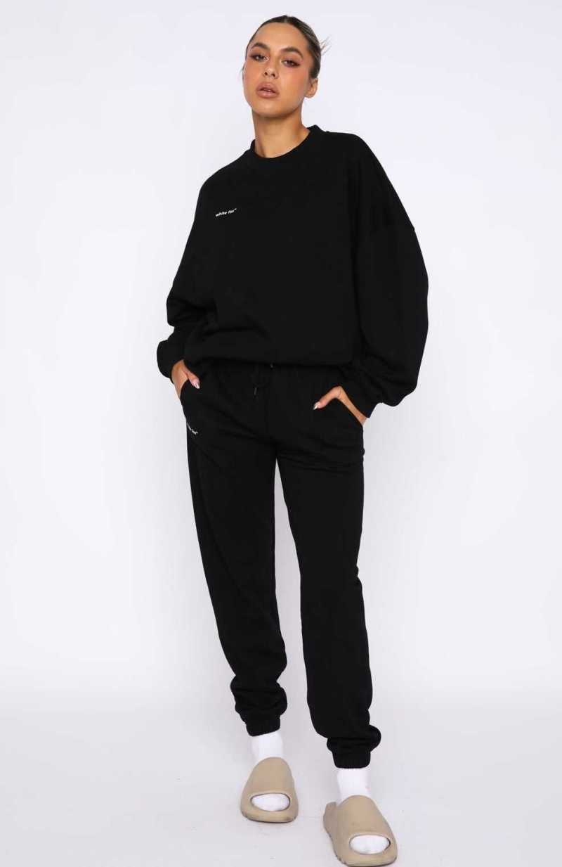 White Fox Not An Issue Sweatpants Black | HUGXIR-186